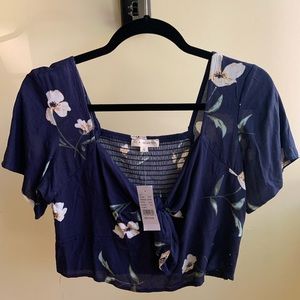 LA Hearts Smocked Back Tie Front Top